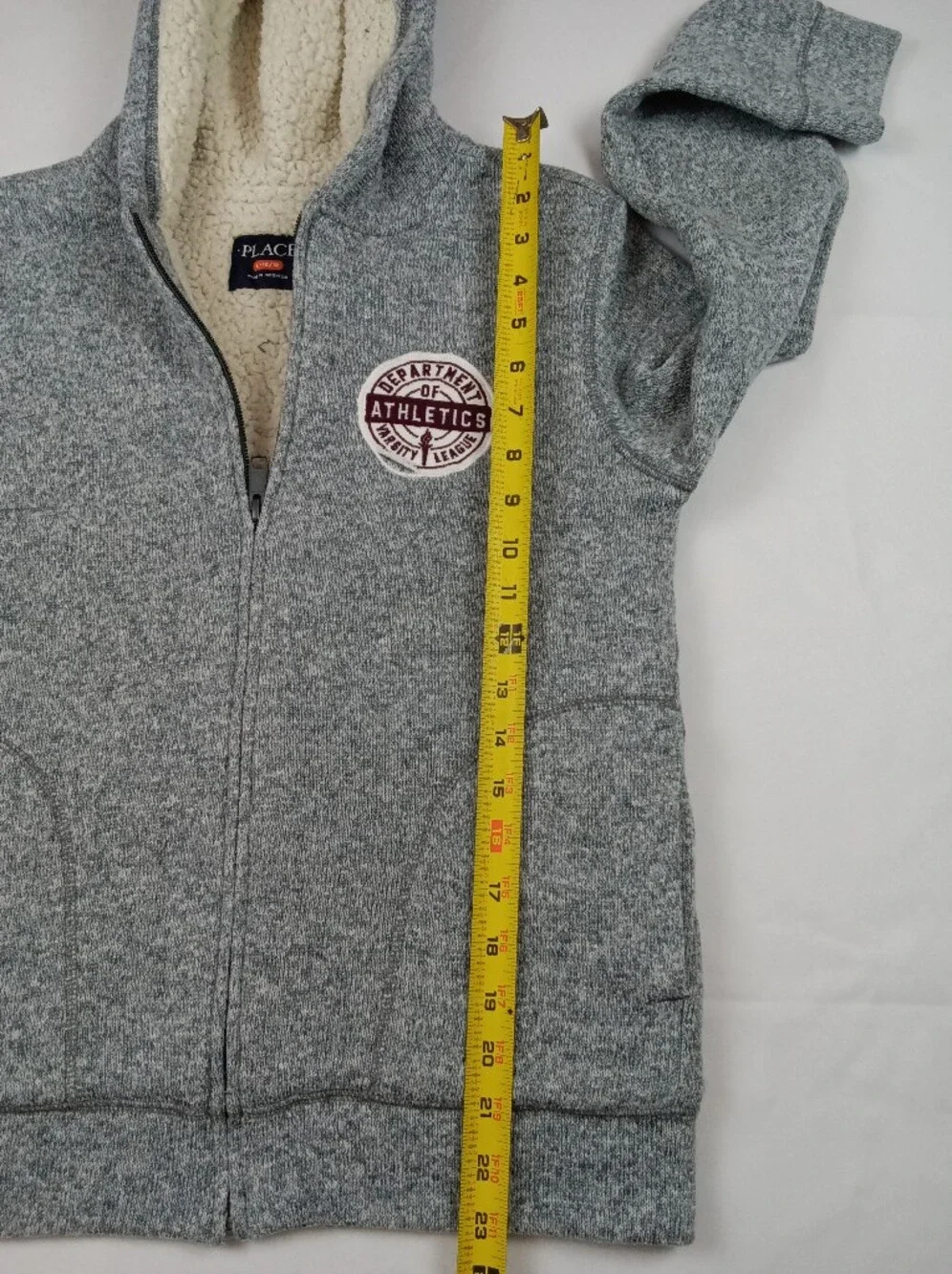 The Children's Place Gray Sherpa Lined Zip Hoodie Youth Size 10/12